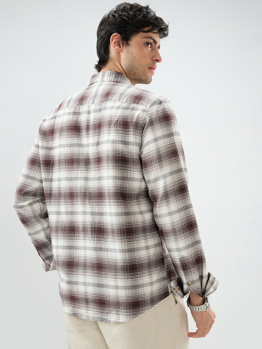 Brown & White Sable Grid Checks Shirt