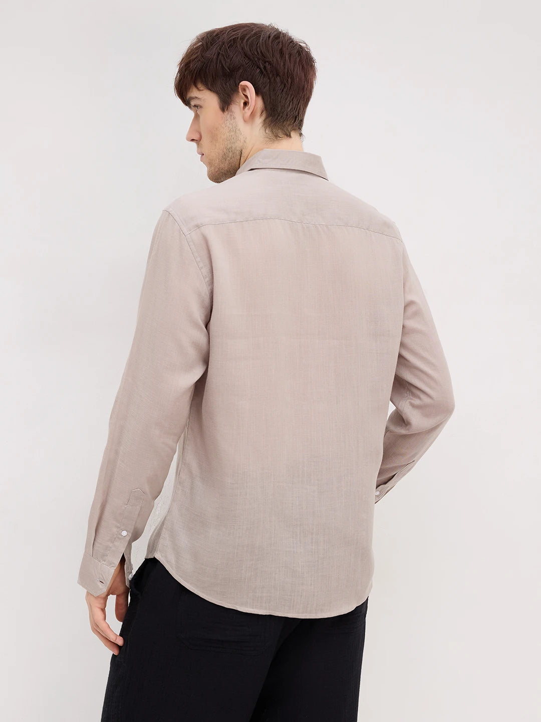 Timeless Tan Fine Textured Lyocell Everyday Shirt