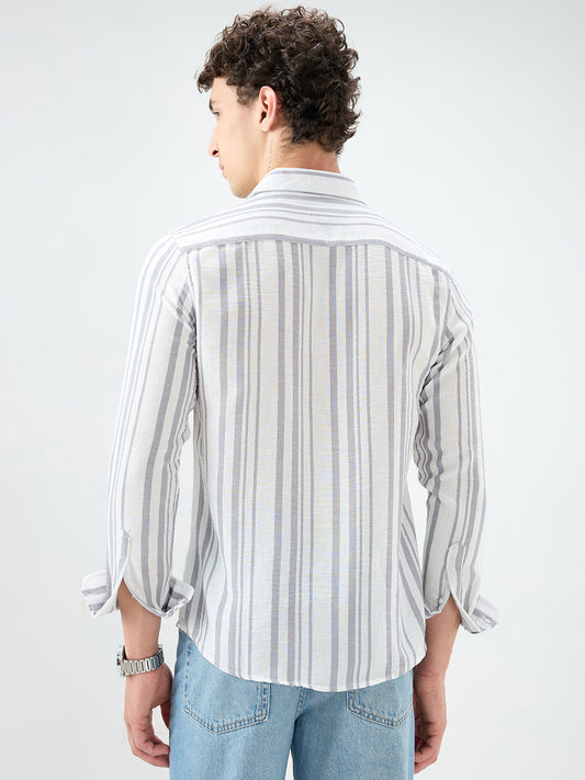 Ash Grey Vertical Striped Lightweight Shirt