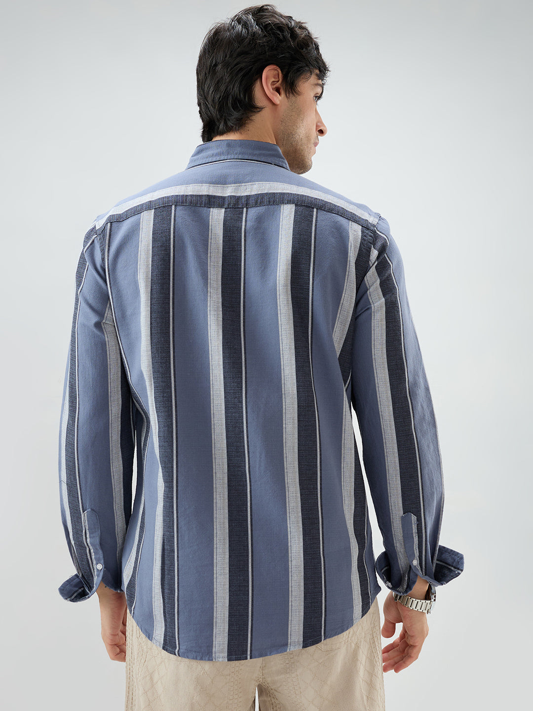Porpoise Grey & Prussian Blue Striped Shirt