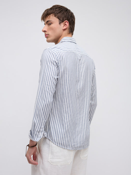 Ash Grey Candy Striped Vacation Shirt