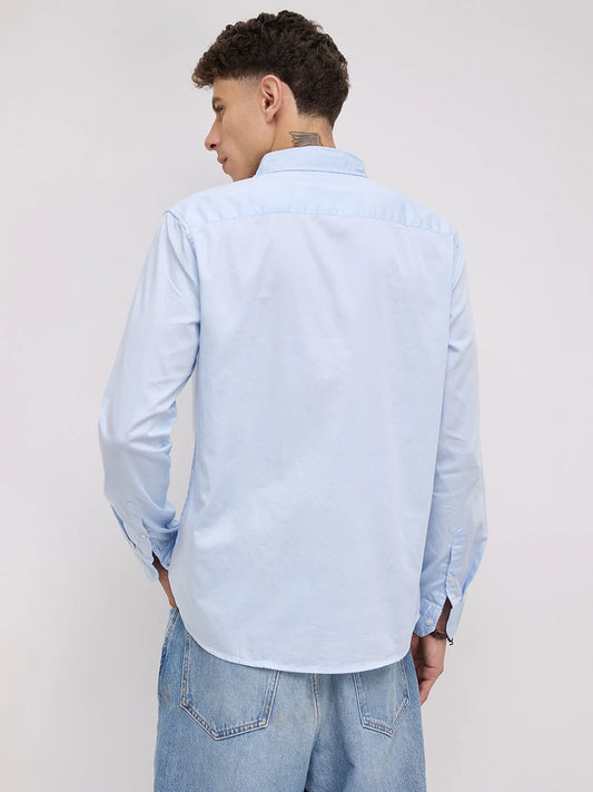 Bluemist Button-Down Collar Satin Shirt