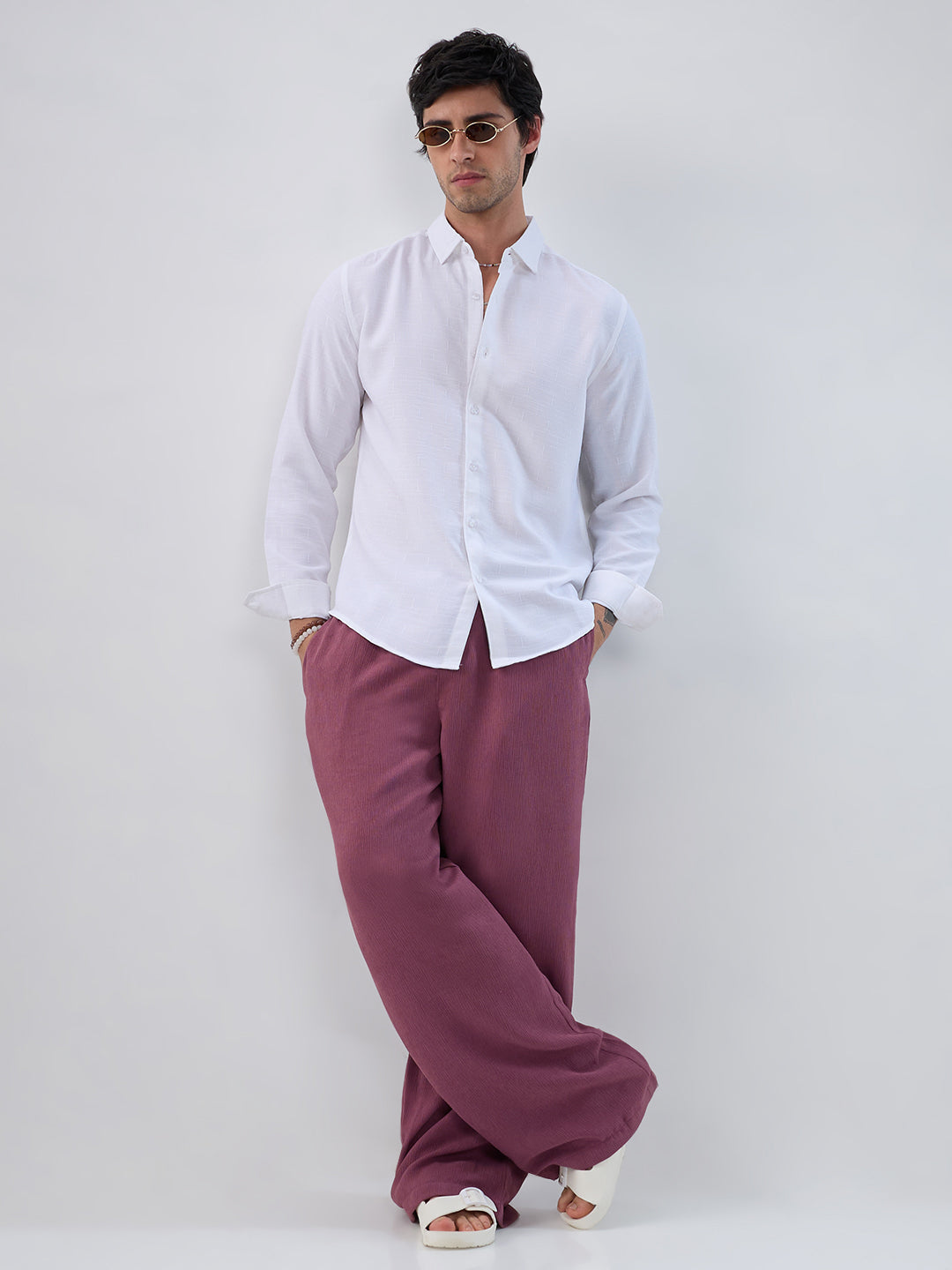 Rouge Pink Wide-Leg Crepe Trousers