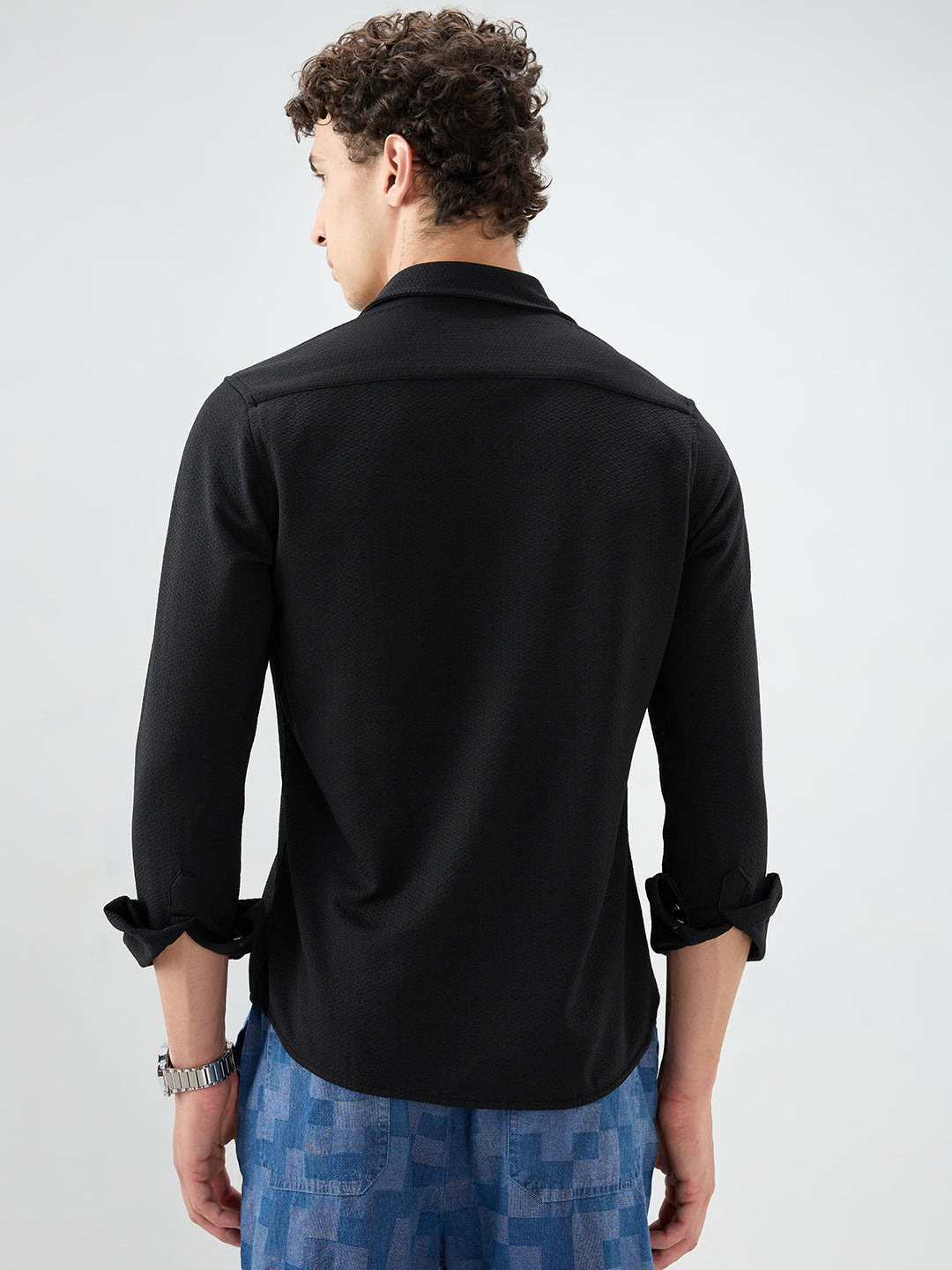 Classic Black Textured Shirt