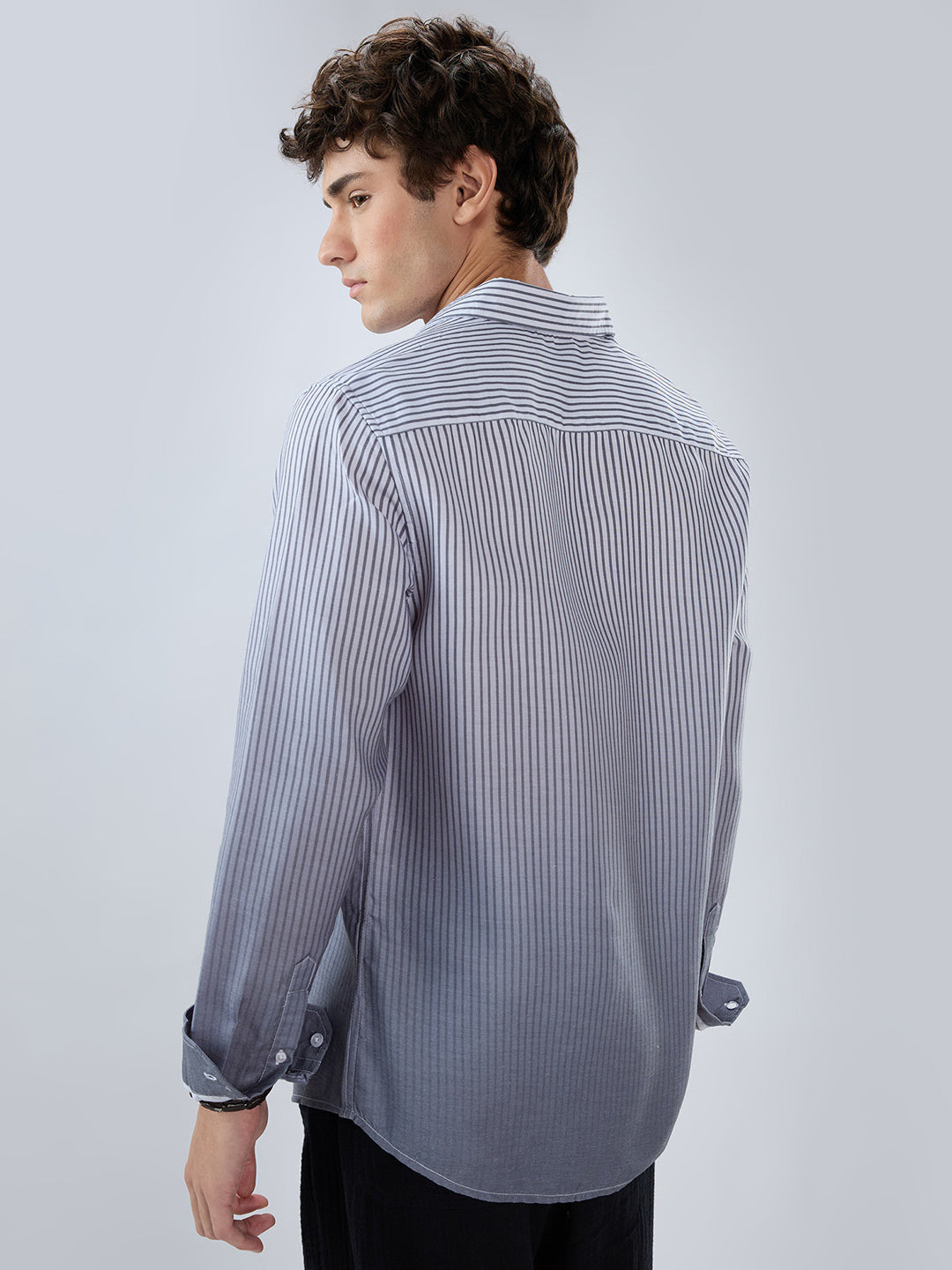 Muted Grey Pinstripe Ombre Shirt