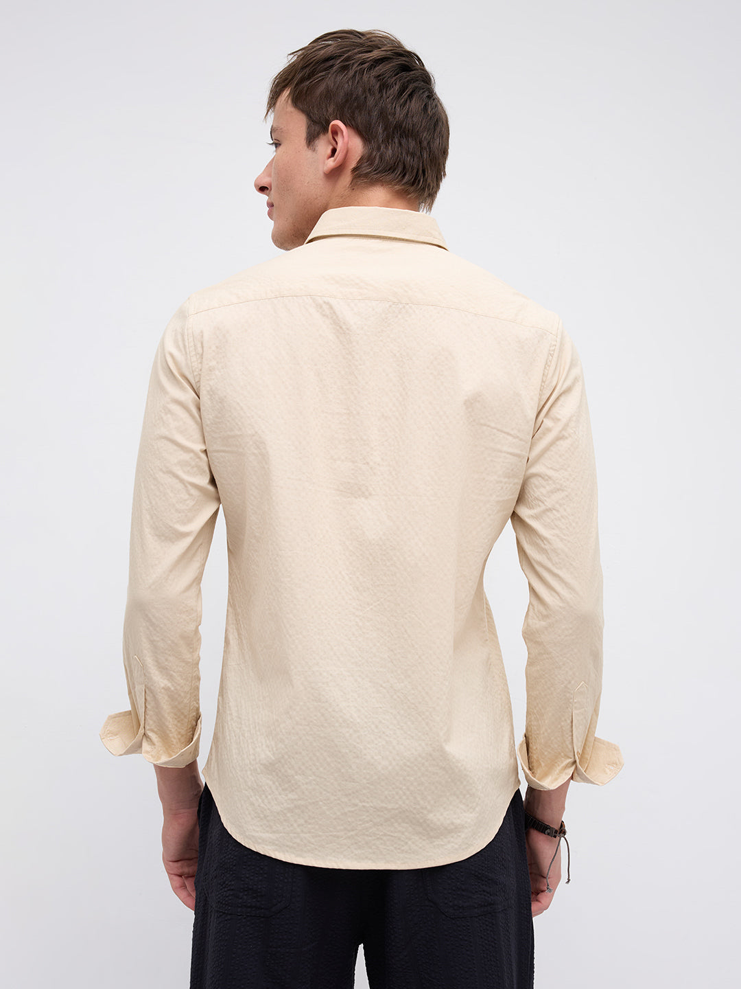 Minimal Beige Textured Shirt