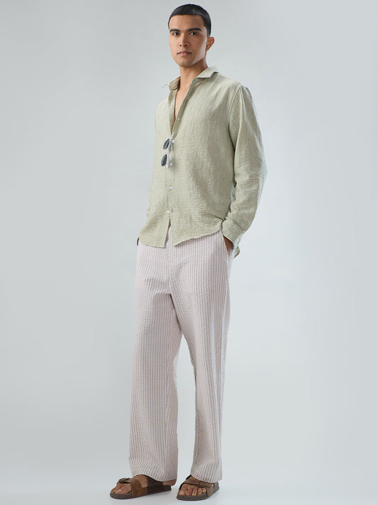 Tea Green Crinkled Textured Shirt