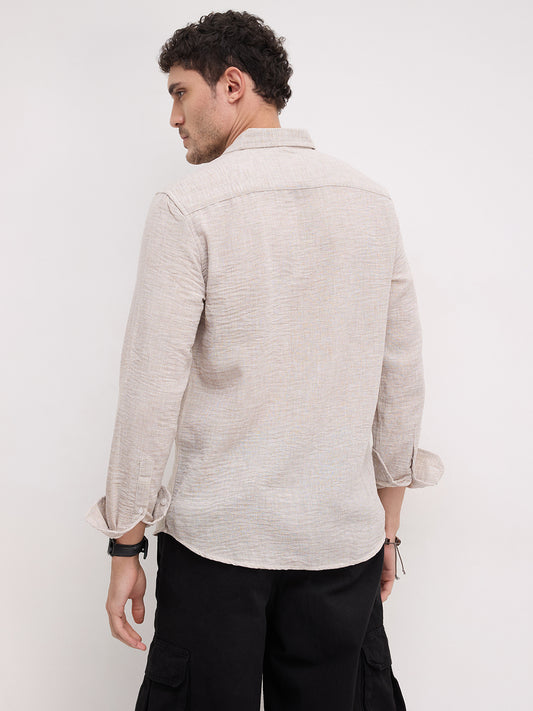 Desert Sand Beige Textured  Shirt