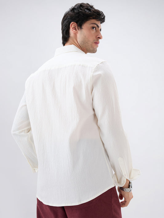 Cloud White Breezy Textured Shirt