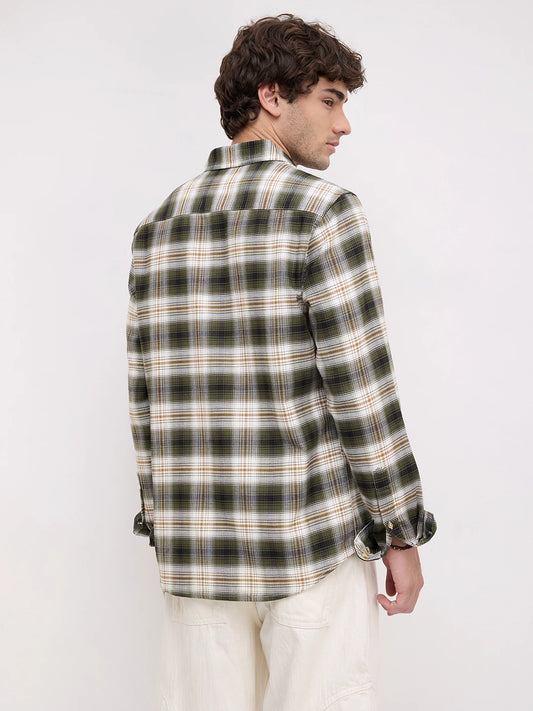 Premium Olive & White Crosscheck Shirt