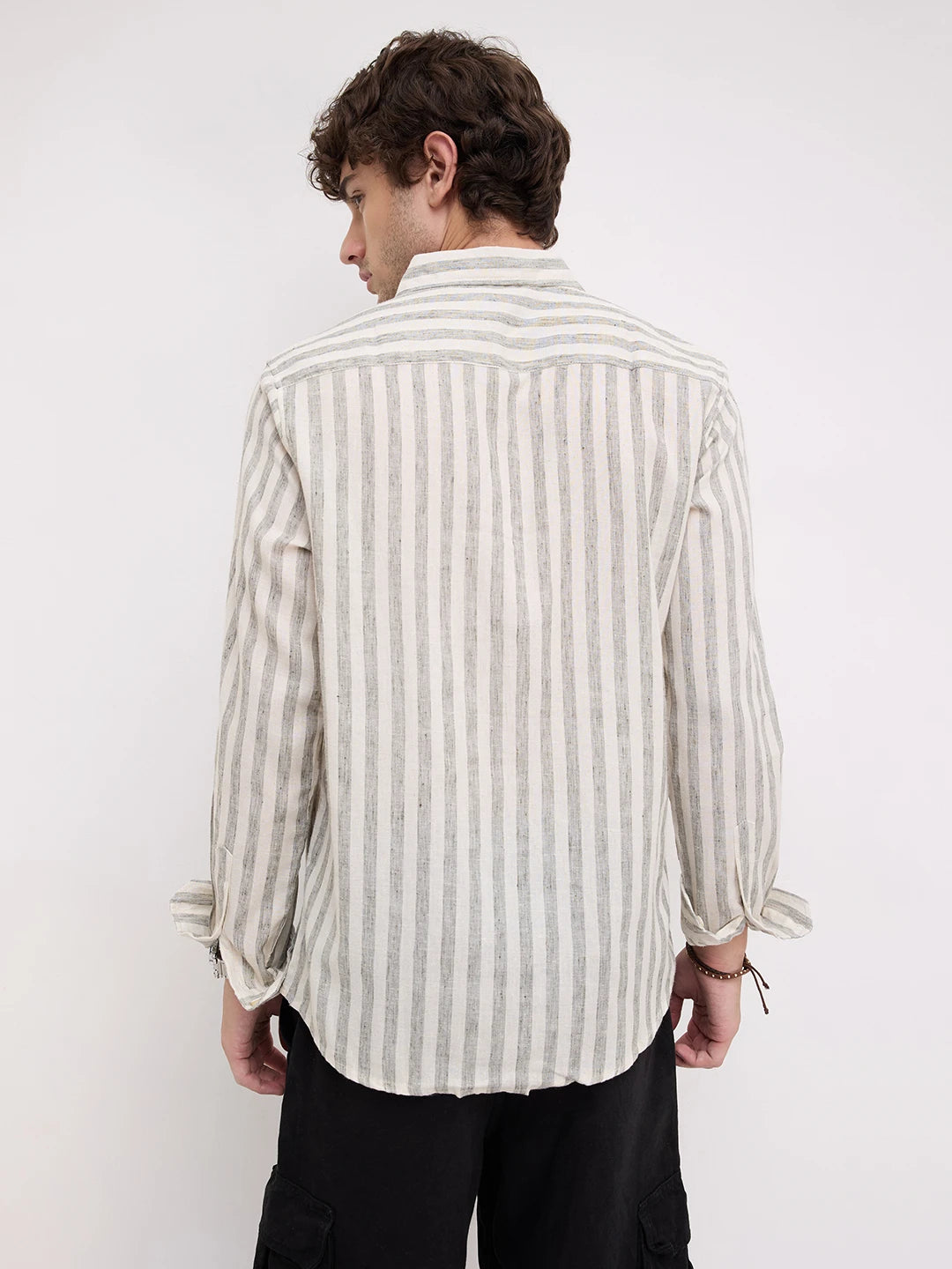 Olive & Ivory Striped Casual Shirt