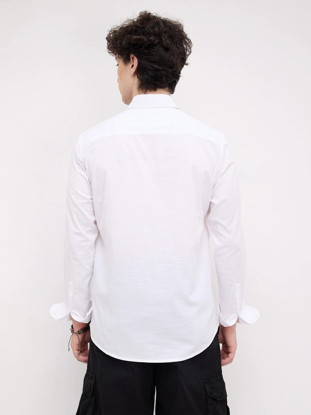 Refined Pearl White Textured Shirt