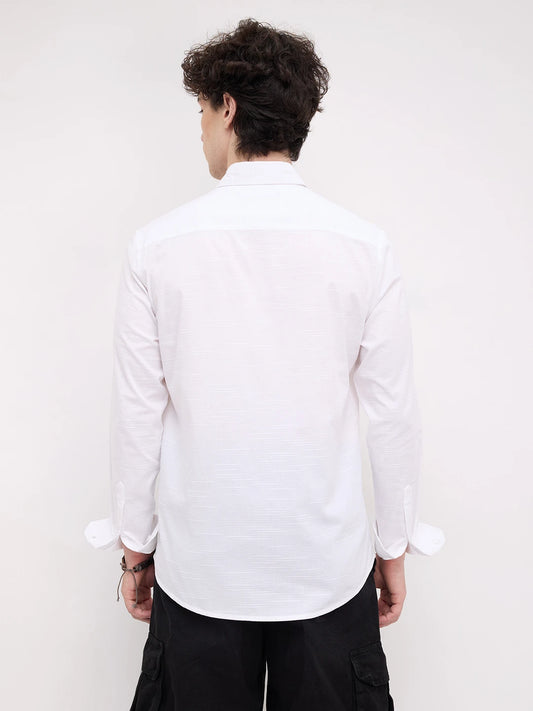 Refined Pearl White Textured Shirt