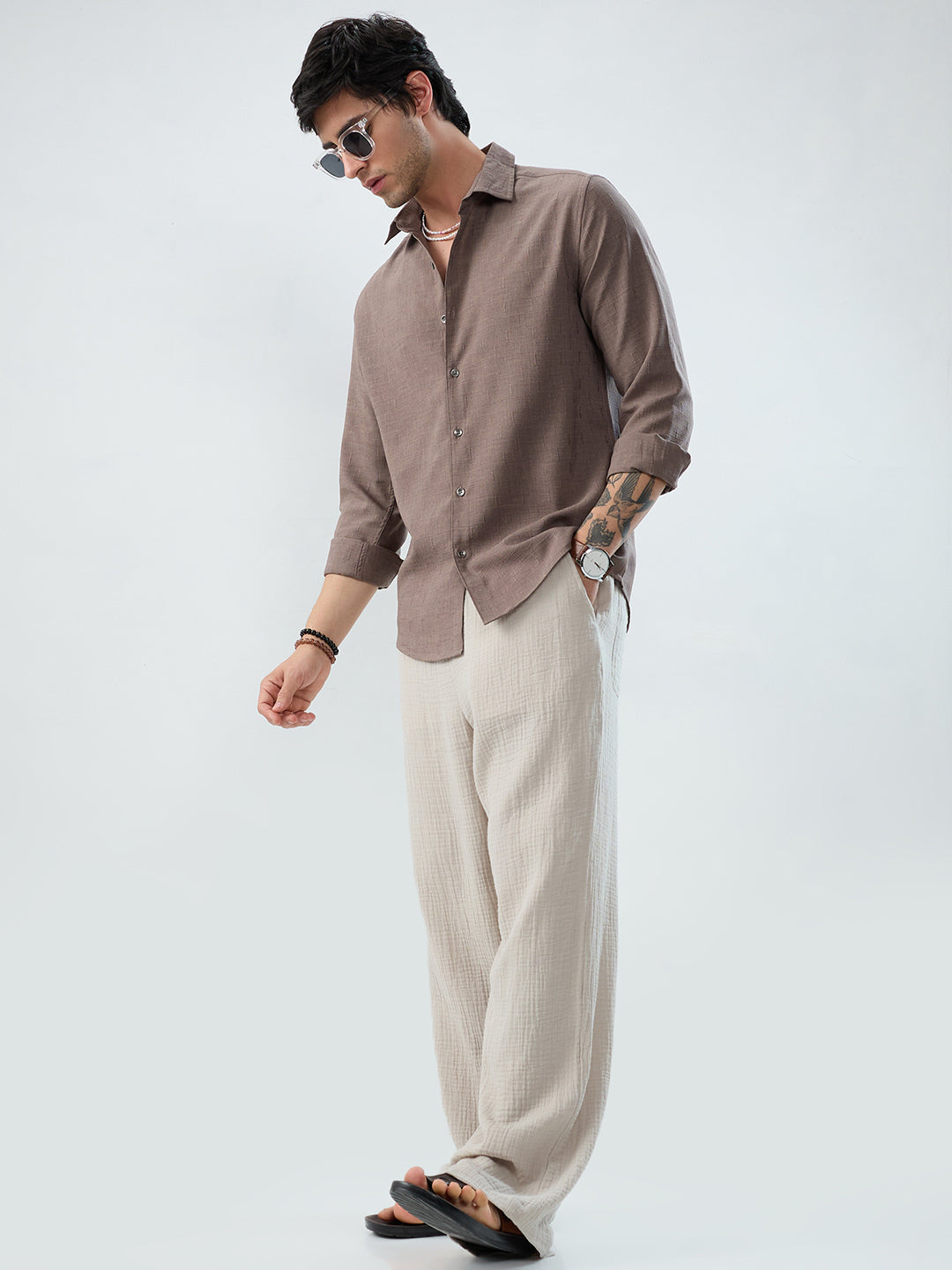 Ash Grey Minimal Textured Everyday Shirt
