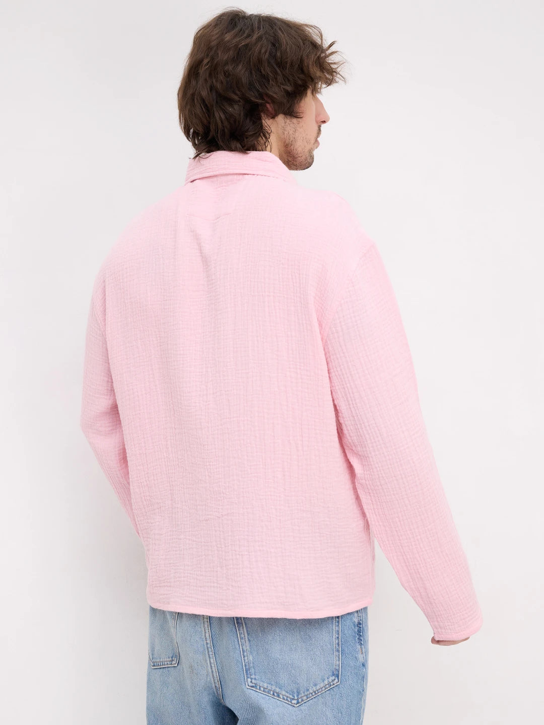 Sakura Pink Double Cloth Center Seam Oversized Polo Shirt