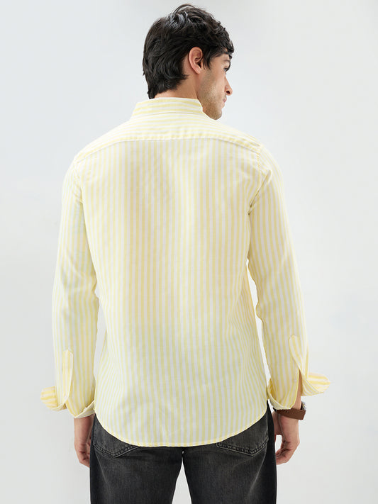 Butter Yellow Candy Striped Vacation Shirt