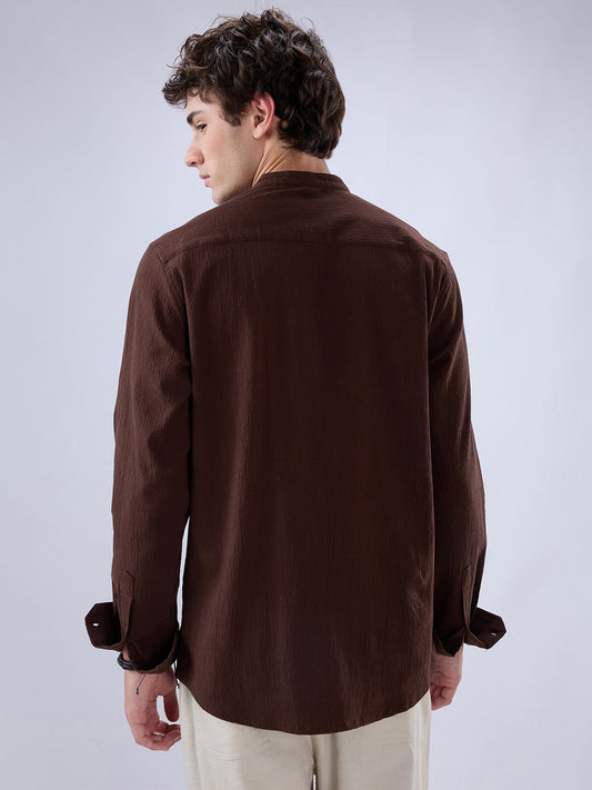 Chocolate Brown Subtle Textured Kurta