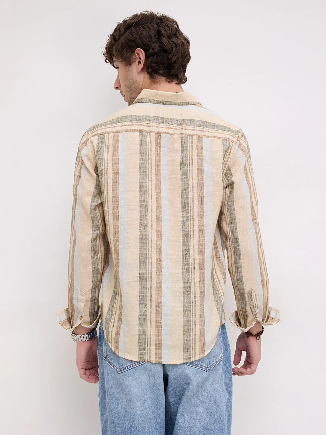 Multi Colour Elemental Slub Striped Shirt