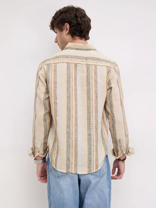 Multi Colour Elemental Slub Striped Shirt