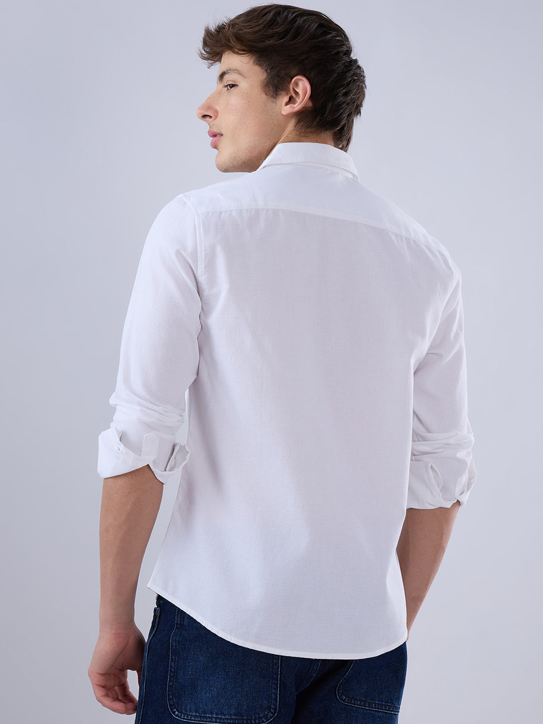 Snow White Minimal Textured Shirt