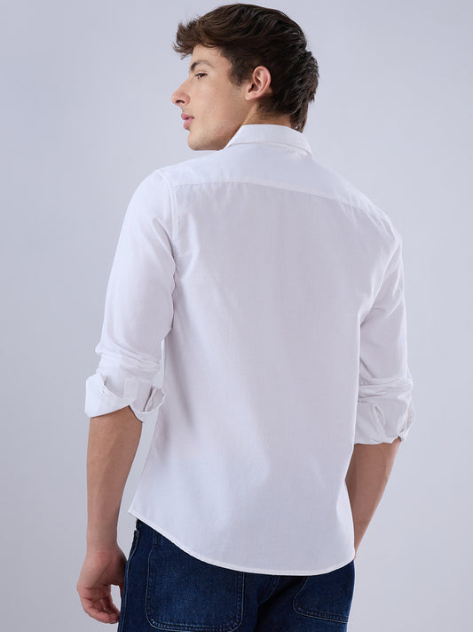 Snow White Minimal Textured Shirt