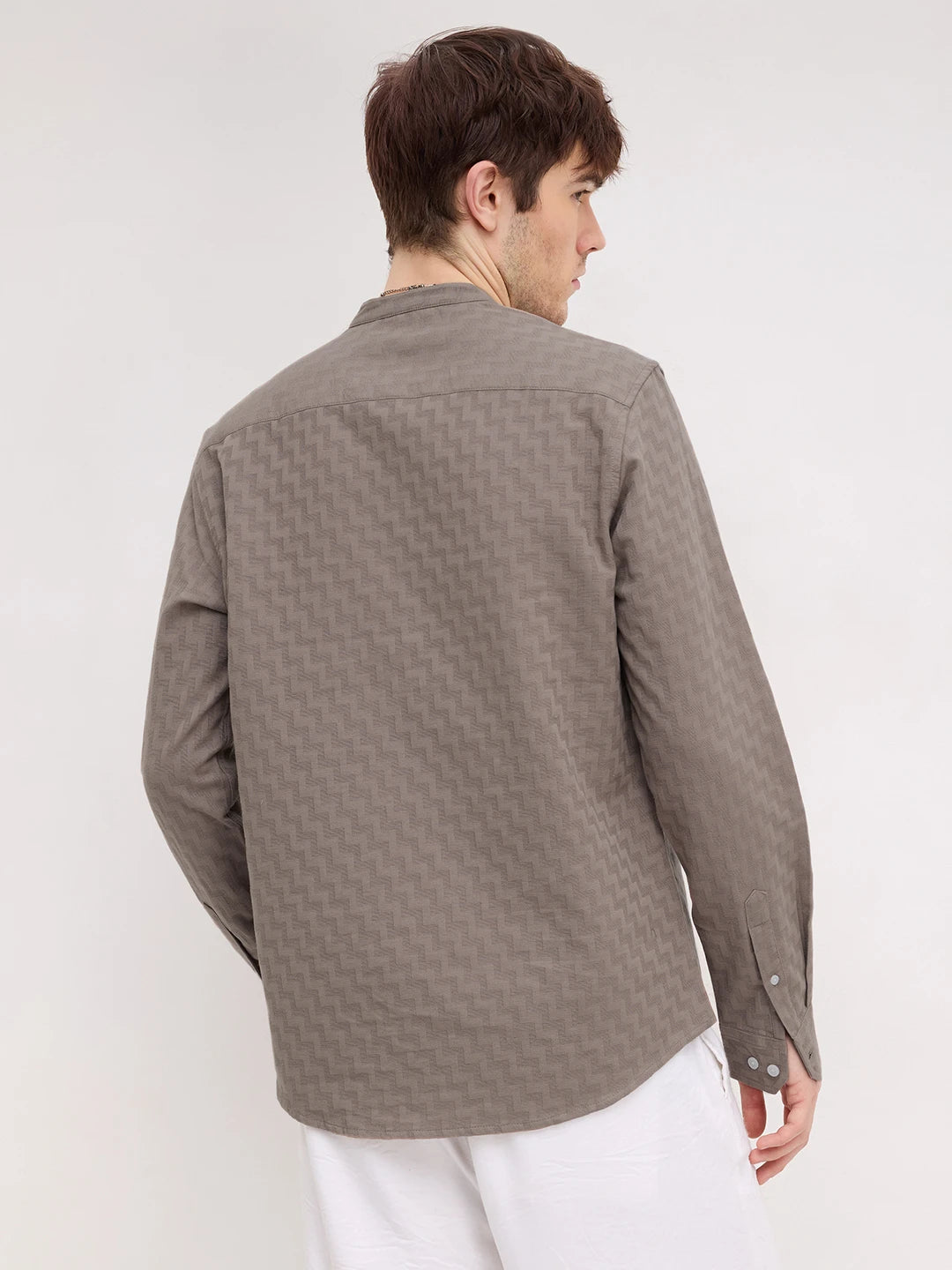 Dessert Taupe Abstrast Maze Textured Kurta