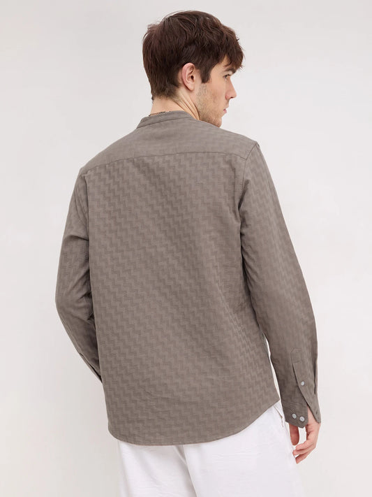 Dessert Taupe Abstrast Maze Textured Kurta