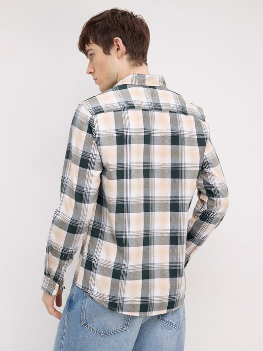 Hunter Green Refined Casual Checks Shirt
