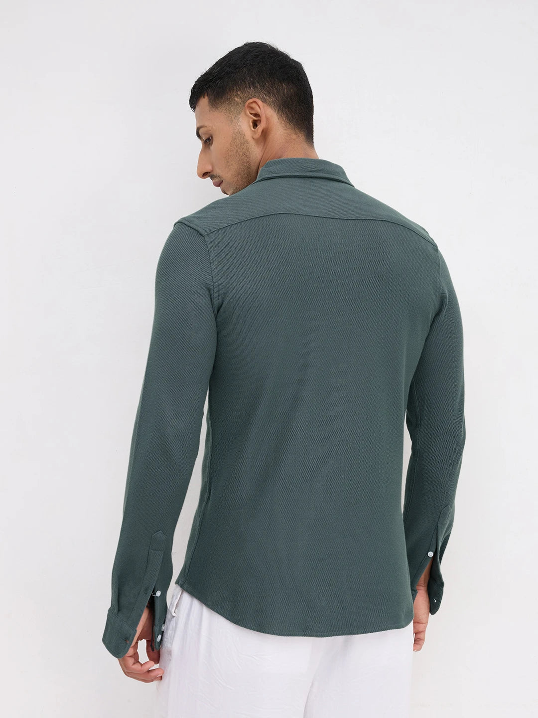 Forest Green Soft Weave Knit Shirt
