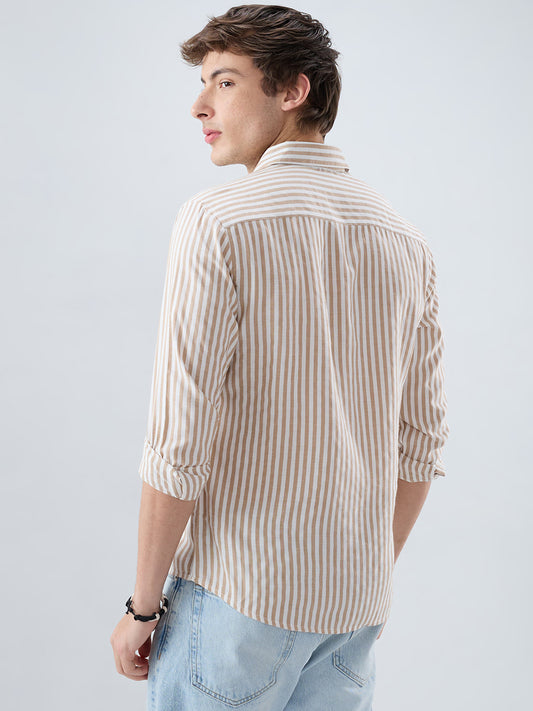 Classic Brown Candy Striped Vacation Shirt