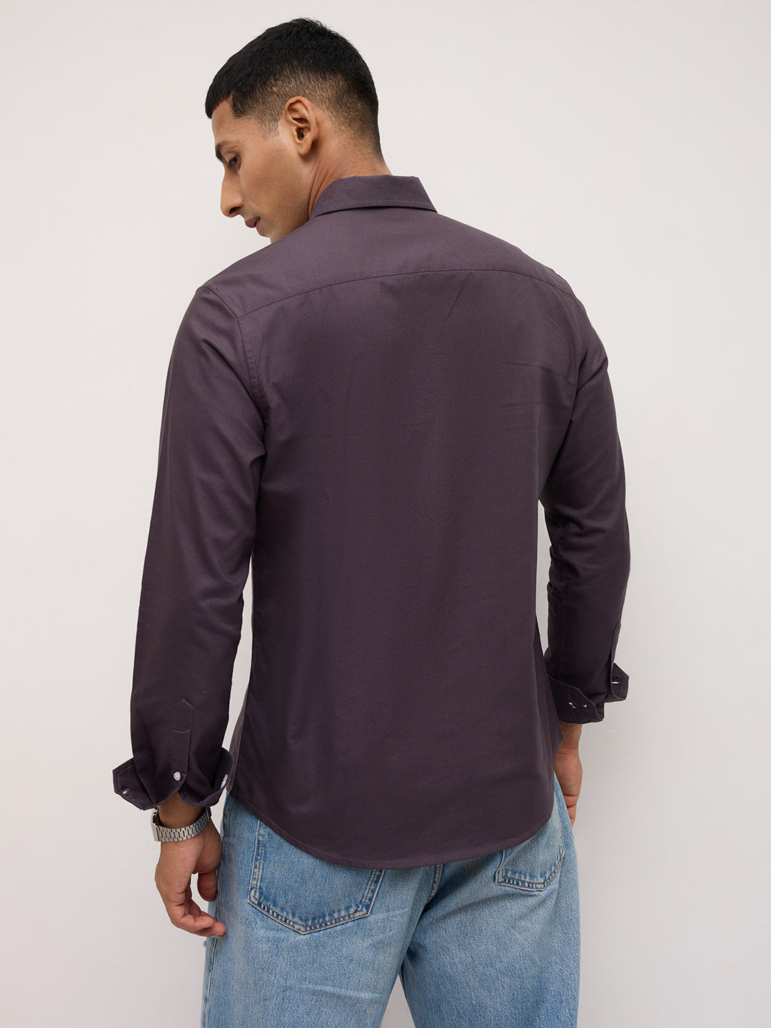 Elegant Pruple Button-Down Collar Oxford Shirt