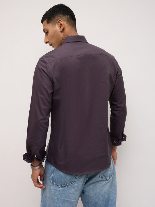 Elegant Pruple Button-Down Collar Oxford Shirt
