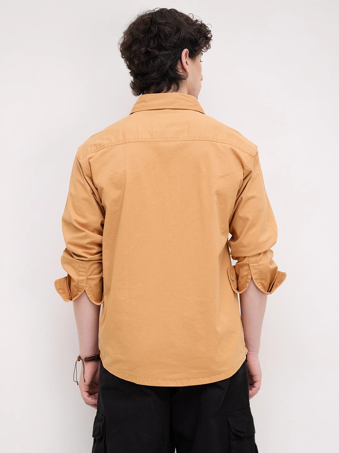 Solid Tangerine Double Pocket Overshirt