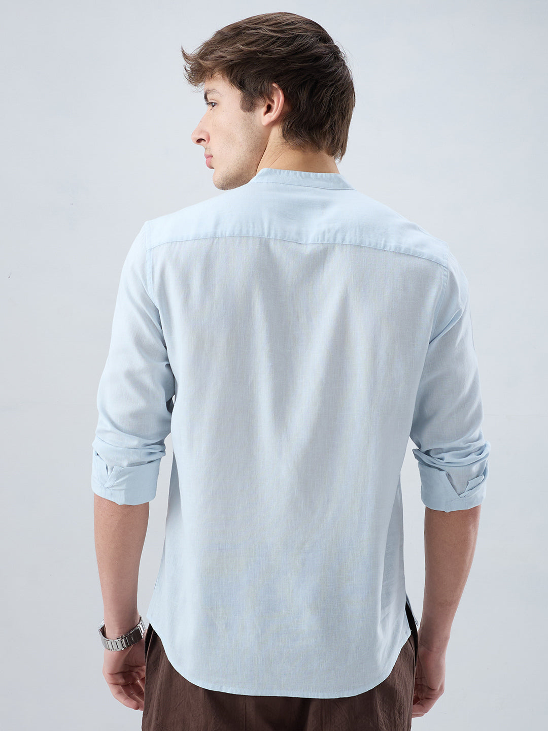 Premium Sky Blue Slub Textured Linen Blend Kurta