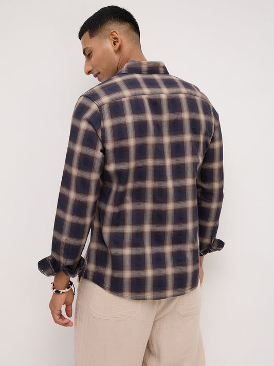 Deep Cocoa  Contrast Windowpane Checks Shirt