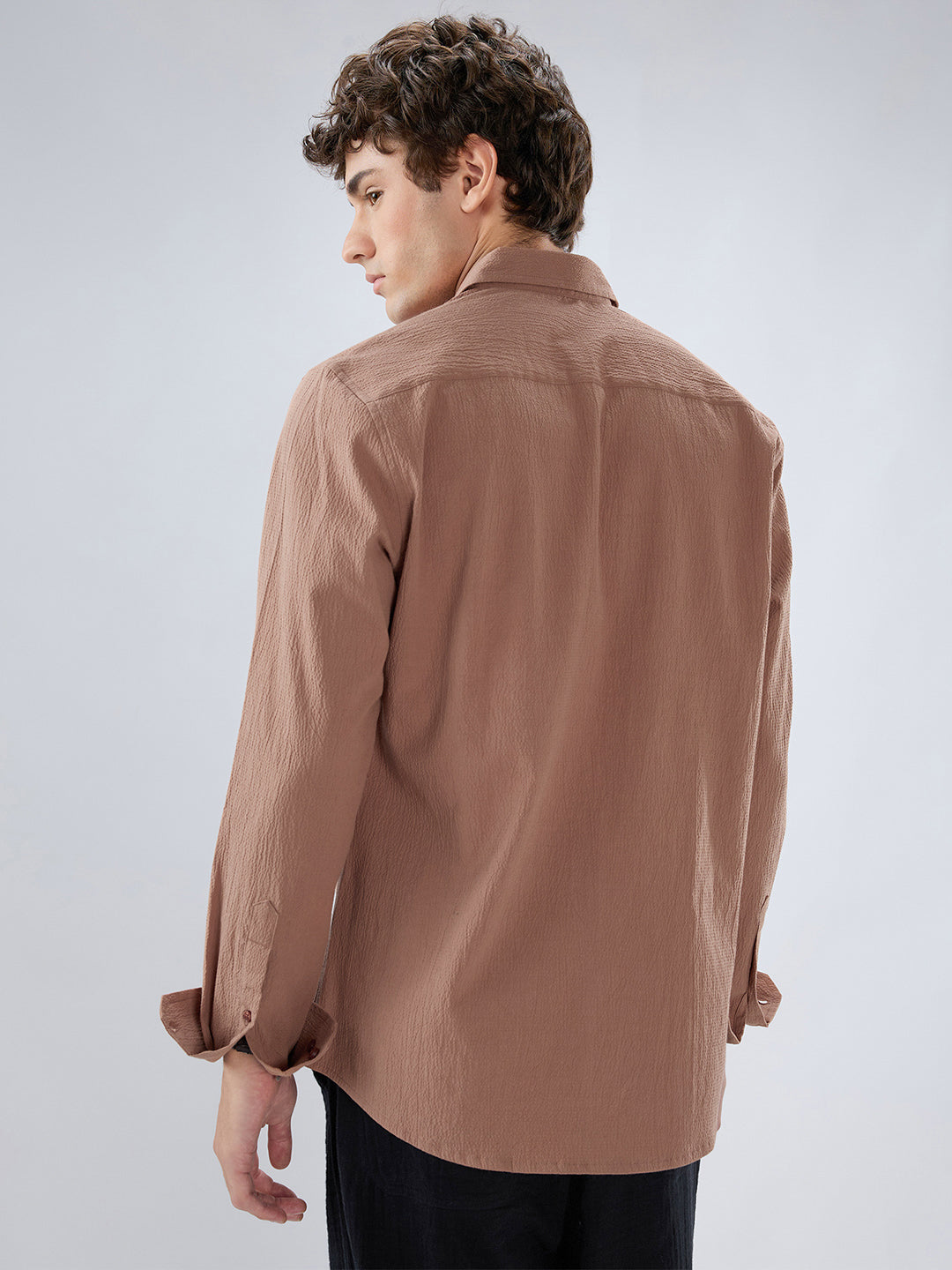 Elegant Apricot Textured Shirt