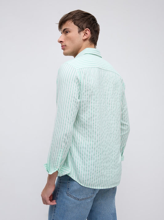 Mint Breeze Candy Striped Vacation Shirt