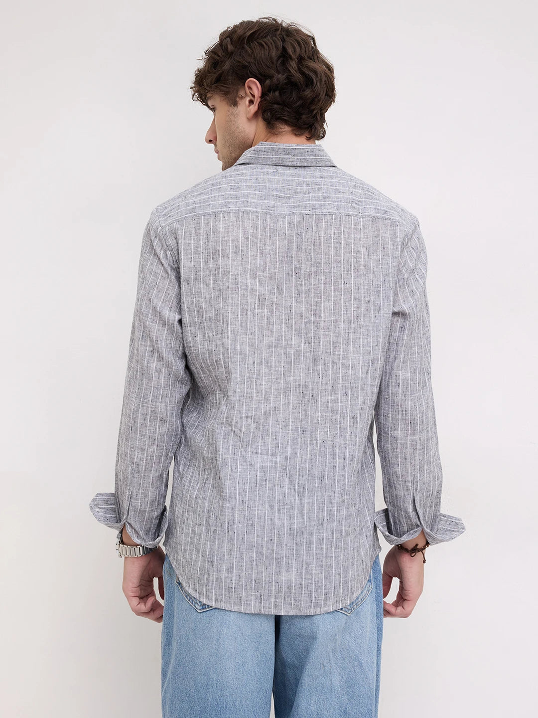 Bluish Grey Melange Textured Shirt