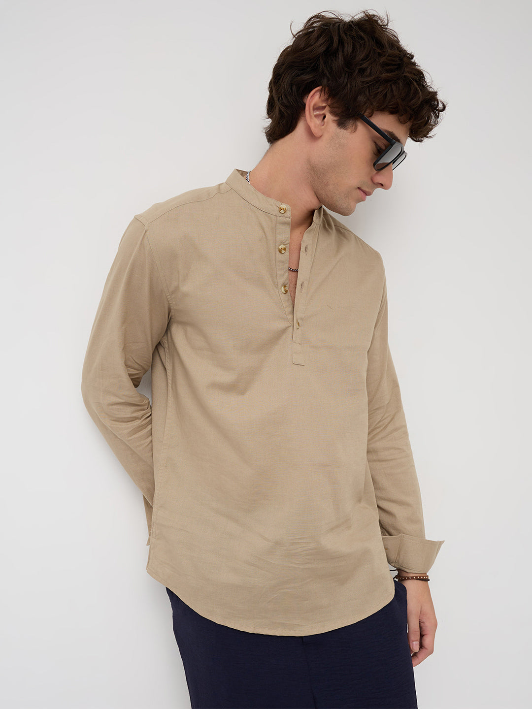 Solid Khaki Beige Everyday Kurta