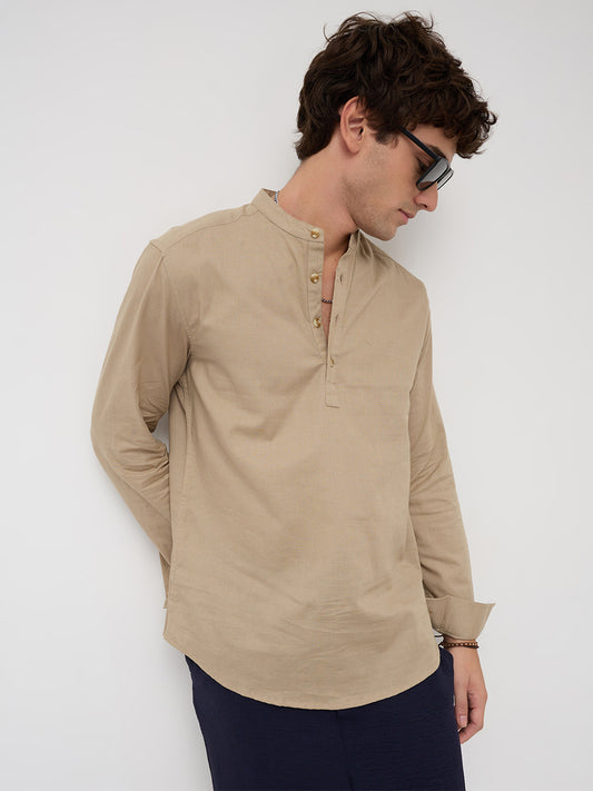 Solid Khaki Beige Everyday Kurta
