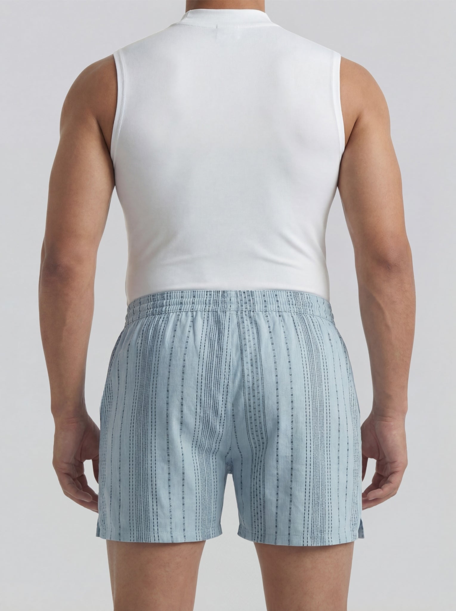 Multicolor Diamond Print & Mist Blue Linear Weave Boxers