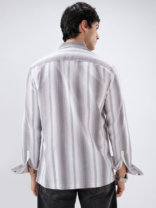Contrast Echo Stripescape Double Pocket Shirt