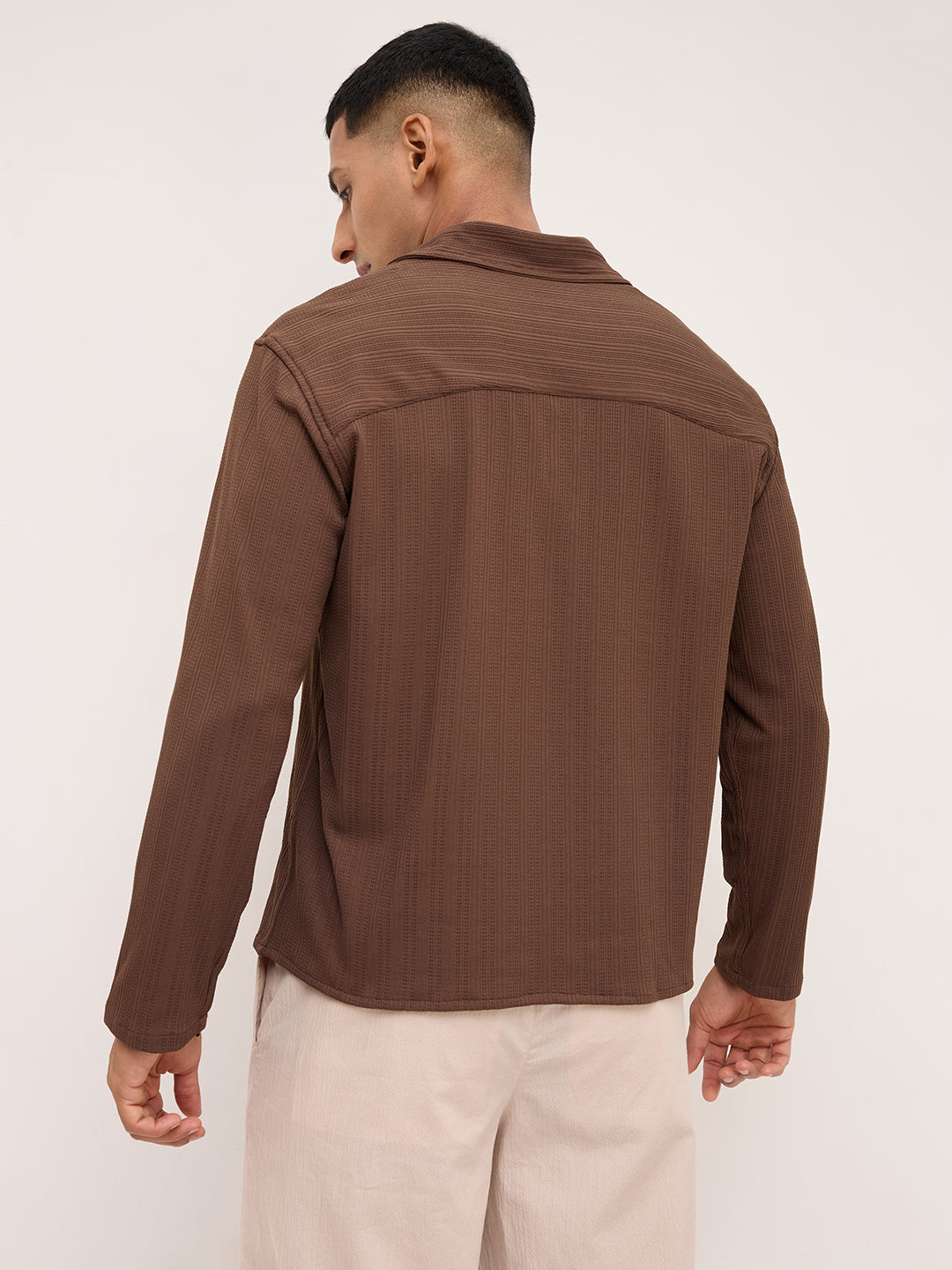 Coffee Brown Fine Weave Knitted Polo Shirt