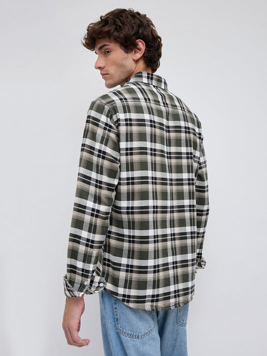 Classic Forest Green & White Plaid Checks Shirt