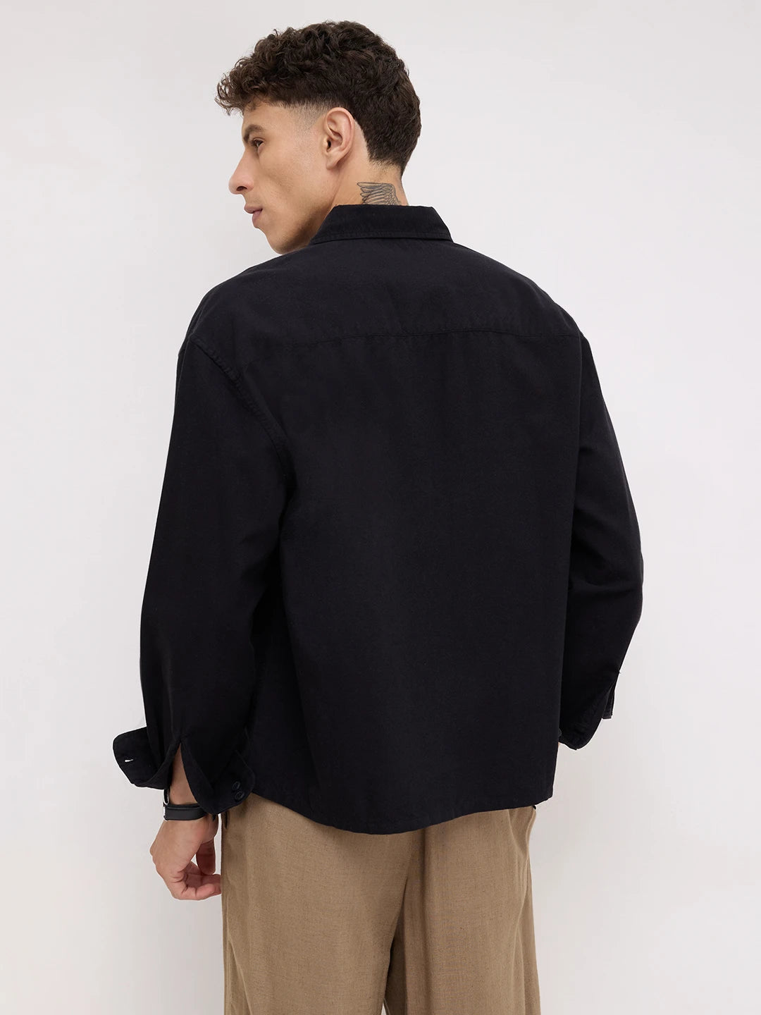 Timeless Tensil Black Boxy Fit Crop Shirt