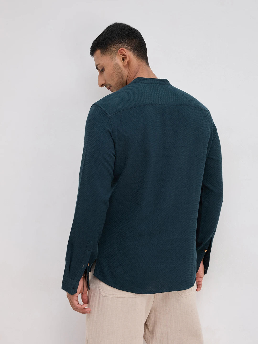 Rich Emerald Green Lozenge Textured Kurta