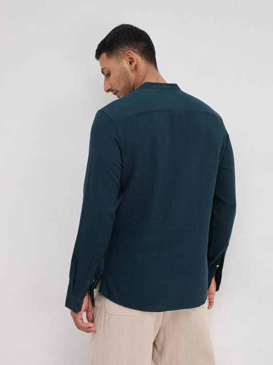 Rich Emerald Green Lozenge Textured Kurta