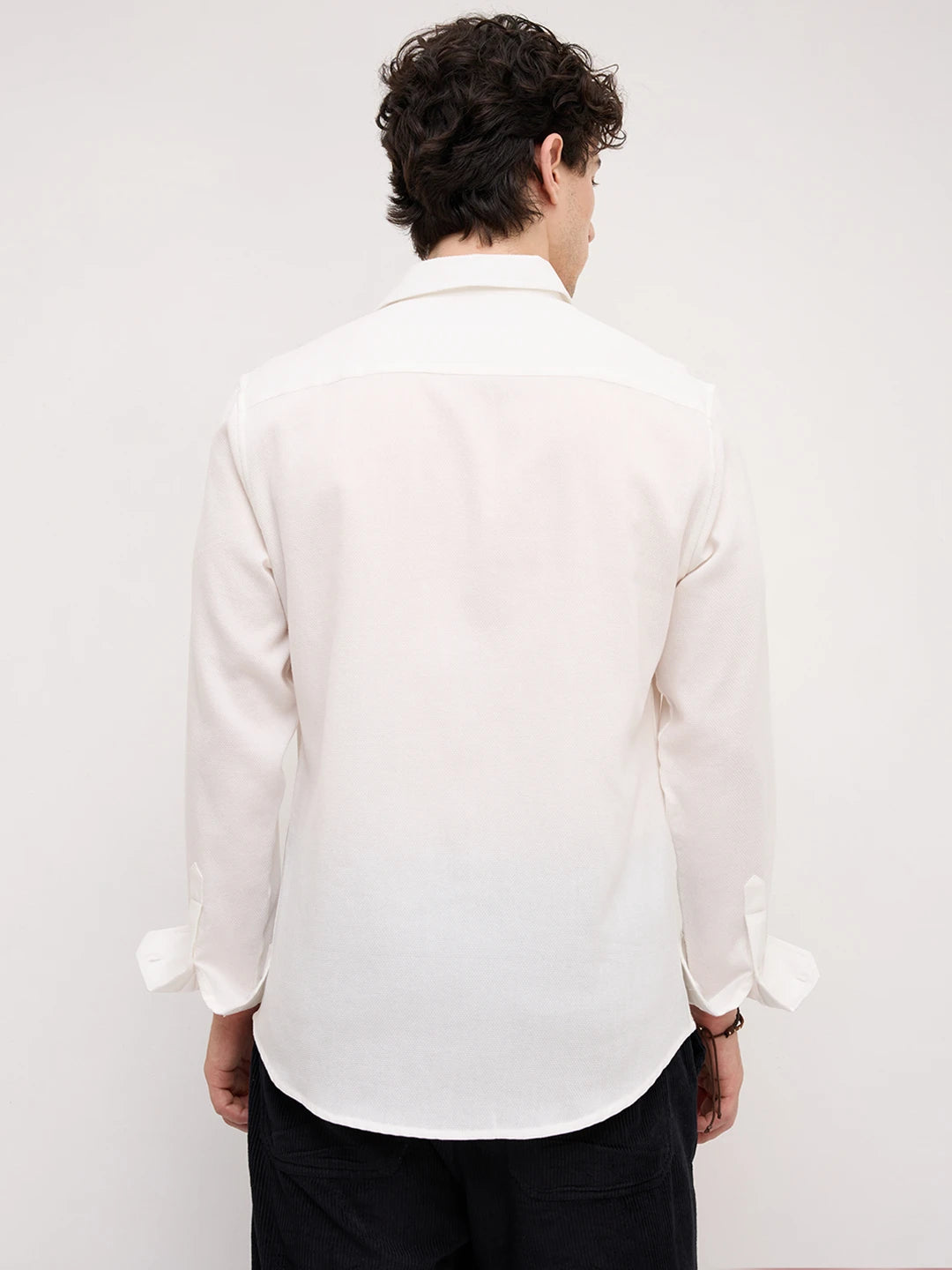White Micro Willow Textured Shirt