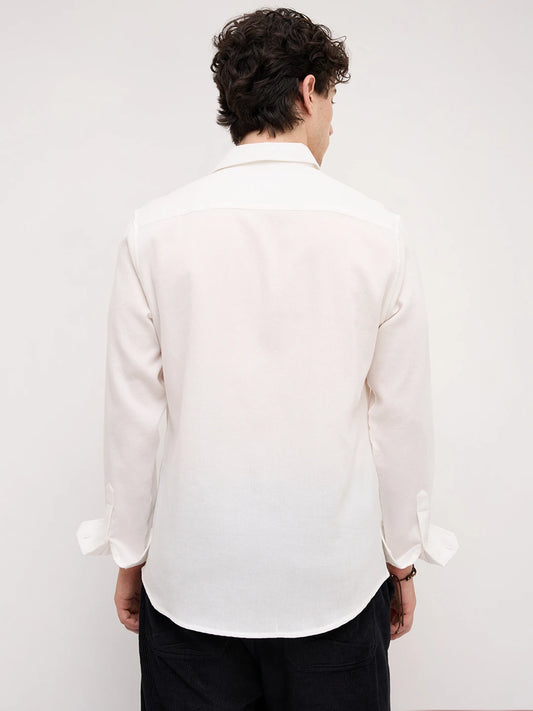 White Micro Willow Textured Shirt