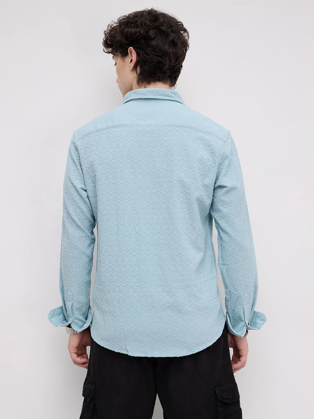Aqua Blue Textured Shirt